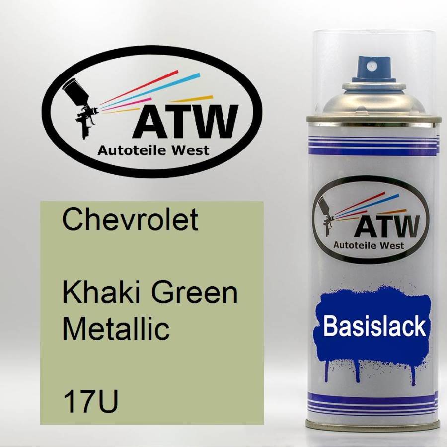 Chevrolet, Khaki Green Metallic, 17U: 400ml Sprühdose, von ATW Autoteile West.